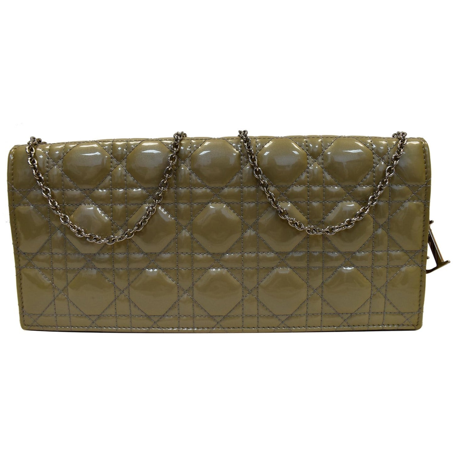 Dior Patent Lady Clutch Bag Bronze Off Leather Quilted Shoulder Bag