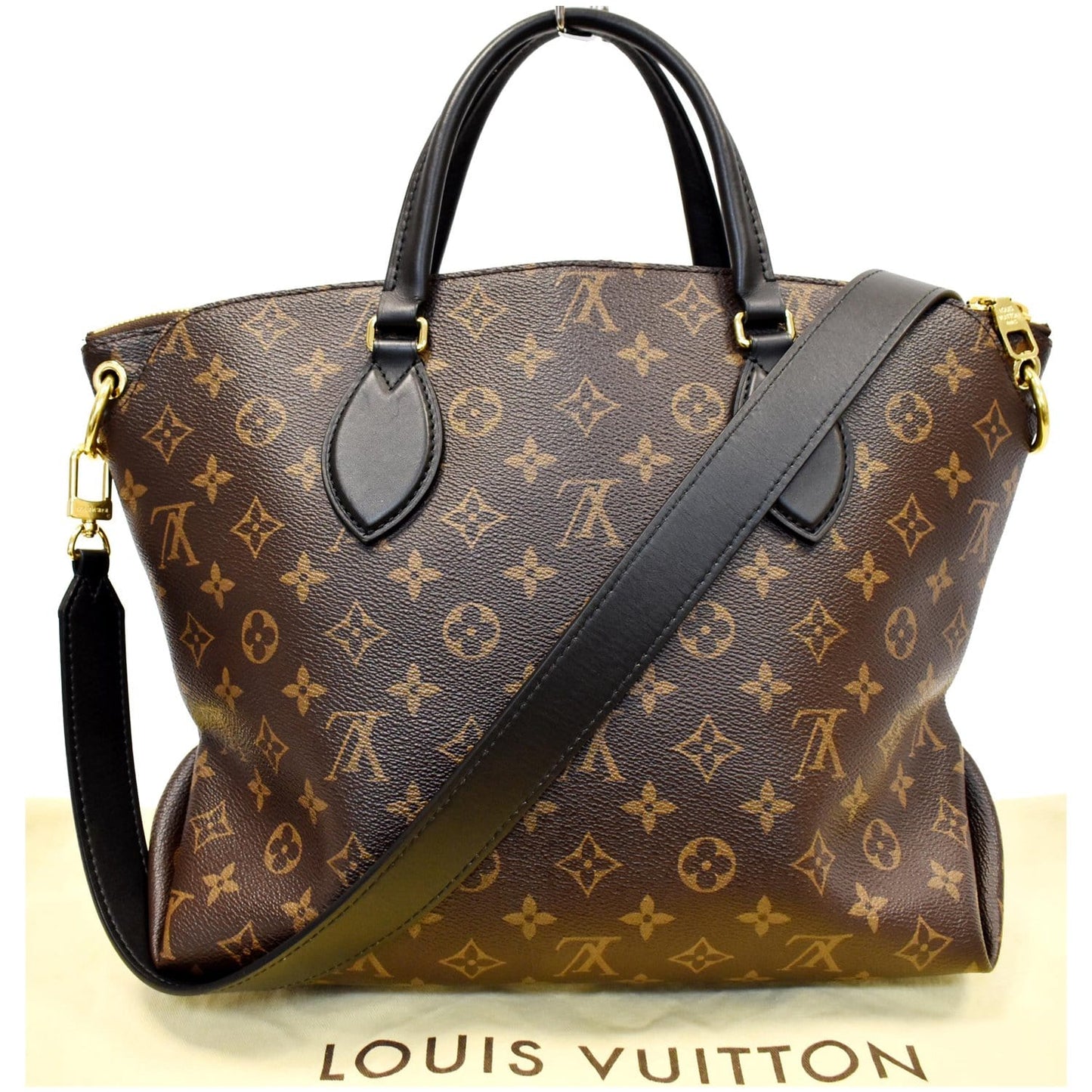 Louis Flower Zipped Mm Tote Bag Noir Canvas Monogram