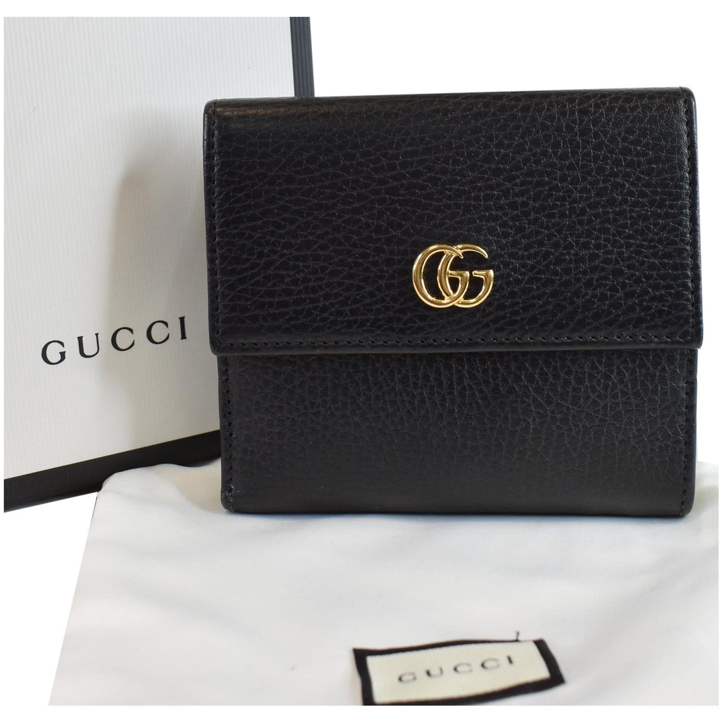 Gucci French Wallet Clutch Bag Leather Black