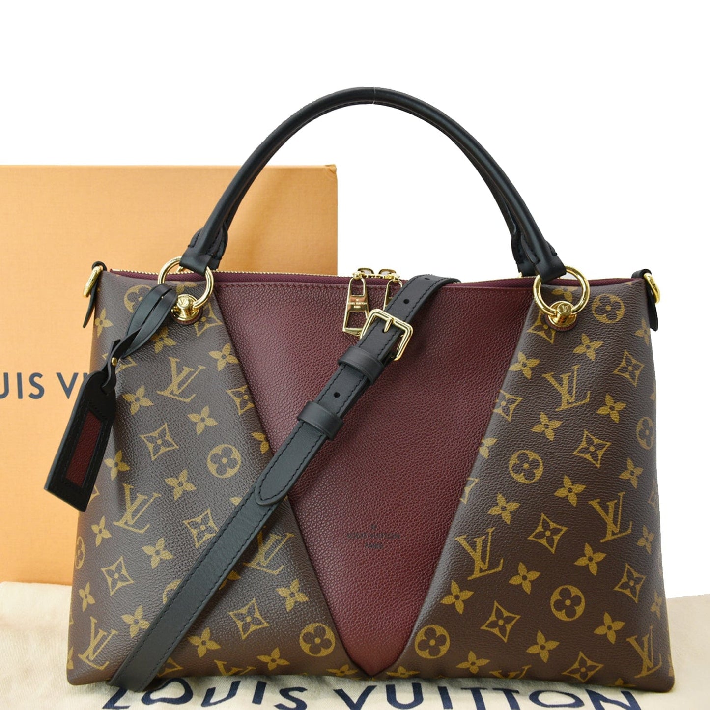 Louis Mm Tote Shoulder Bag Bordeaux Canvas Monogram