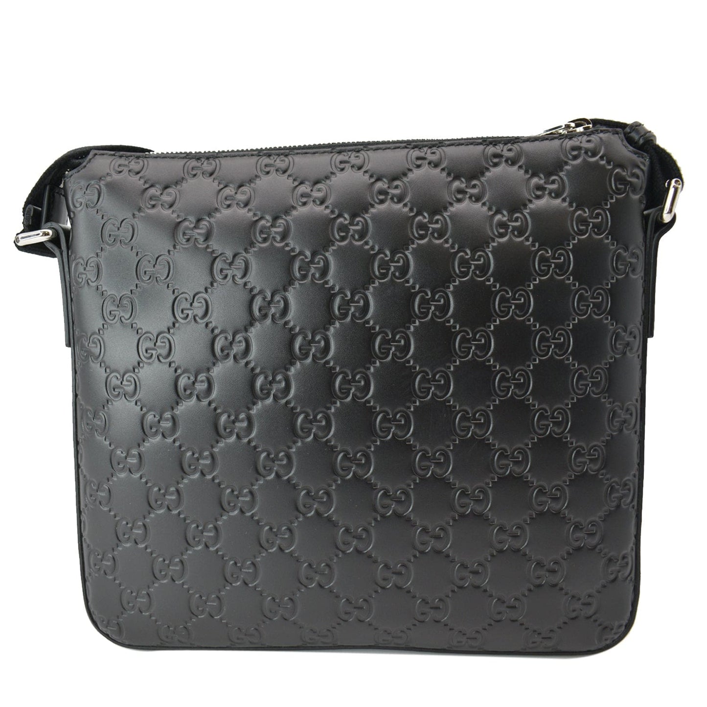 Gucci Signature Messenger Bag Leather Black Crossbody Bag
