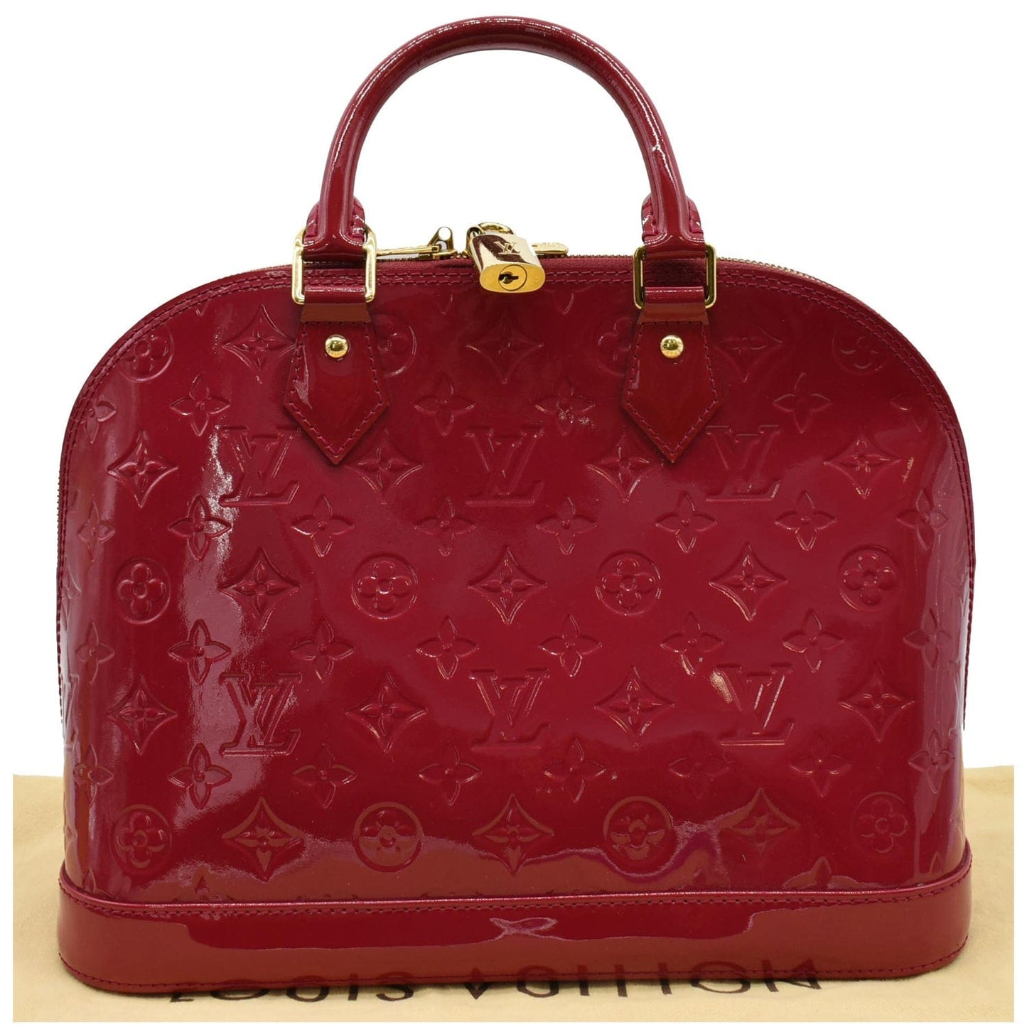 Louis Alma Pm Vernis Satchel Bag Monogram Red Travel Bag