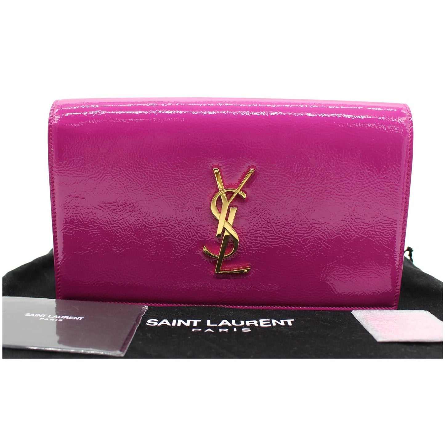 YSL Saint Laurent Saint Belle De Jour Patent Clutch Bag Leather Pink Bag Pink