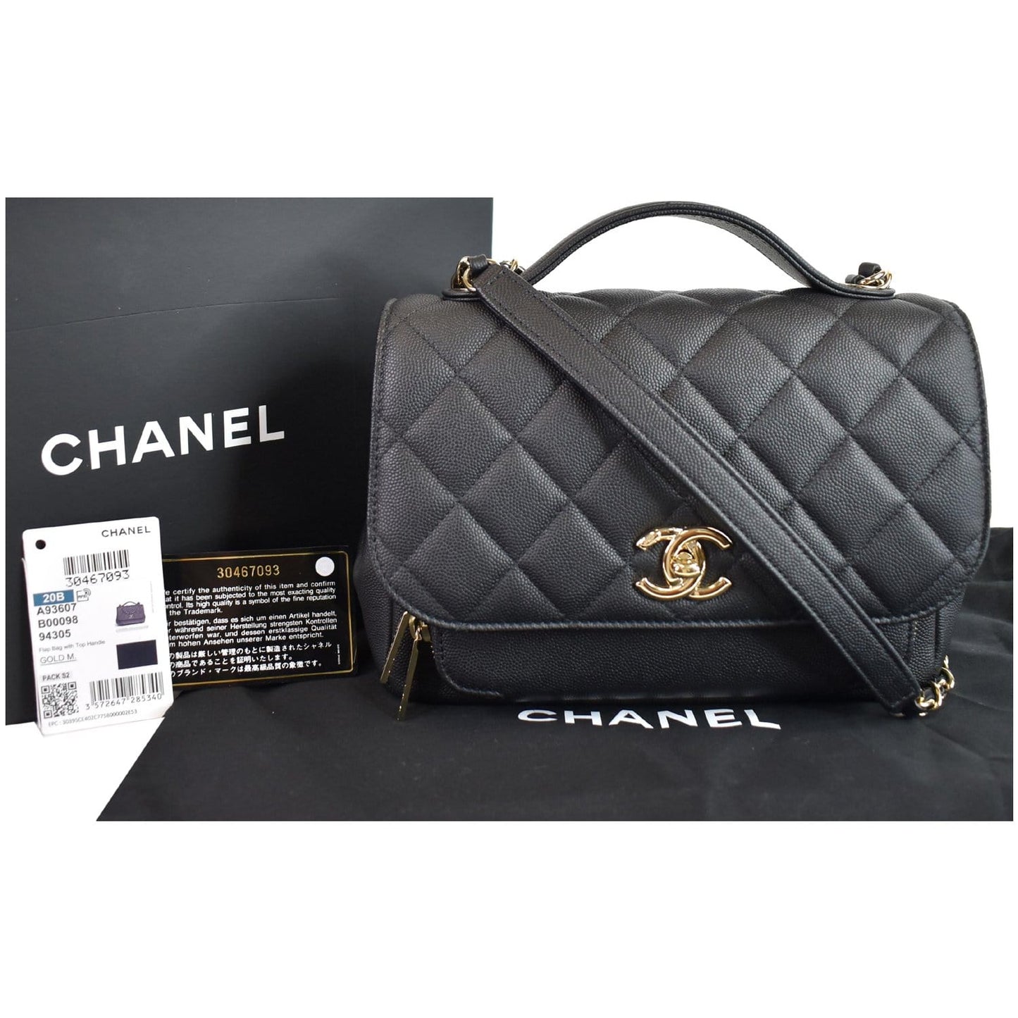Chanel Business Affinity Flap Caviar Shoulder Bag Quilted Black