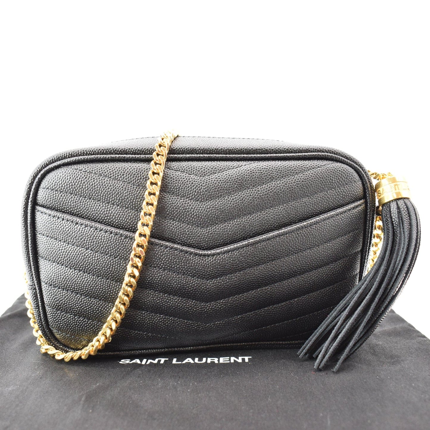 YSL Saint Laurent Saint Lou Grain De Poudre Camera Bag Black Mini Crossbody Bag