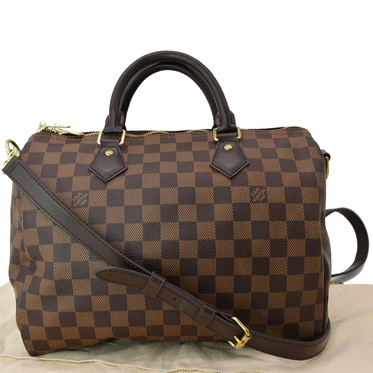 Louis Speedy Bandouliere Damier Ebene Satchel Bag Brown Travel Bag