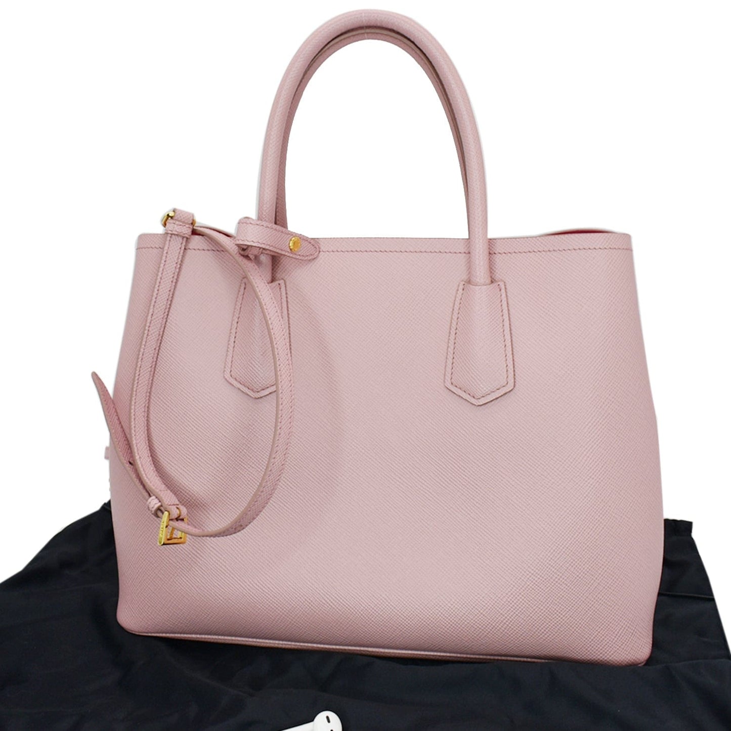 Prada Double Handle Saffiano Tote Bag Petal Leather Pink Shoulder Bag