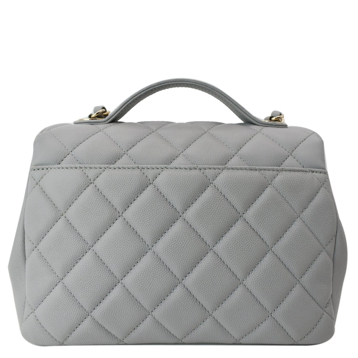 Chanel Business Affinity Caviar Crossbody Bag Gray Quilted Medium