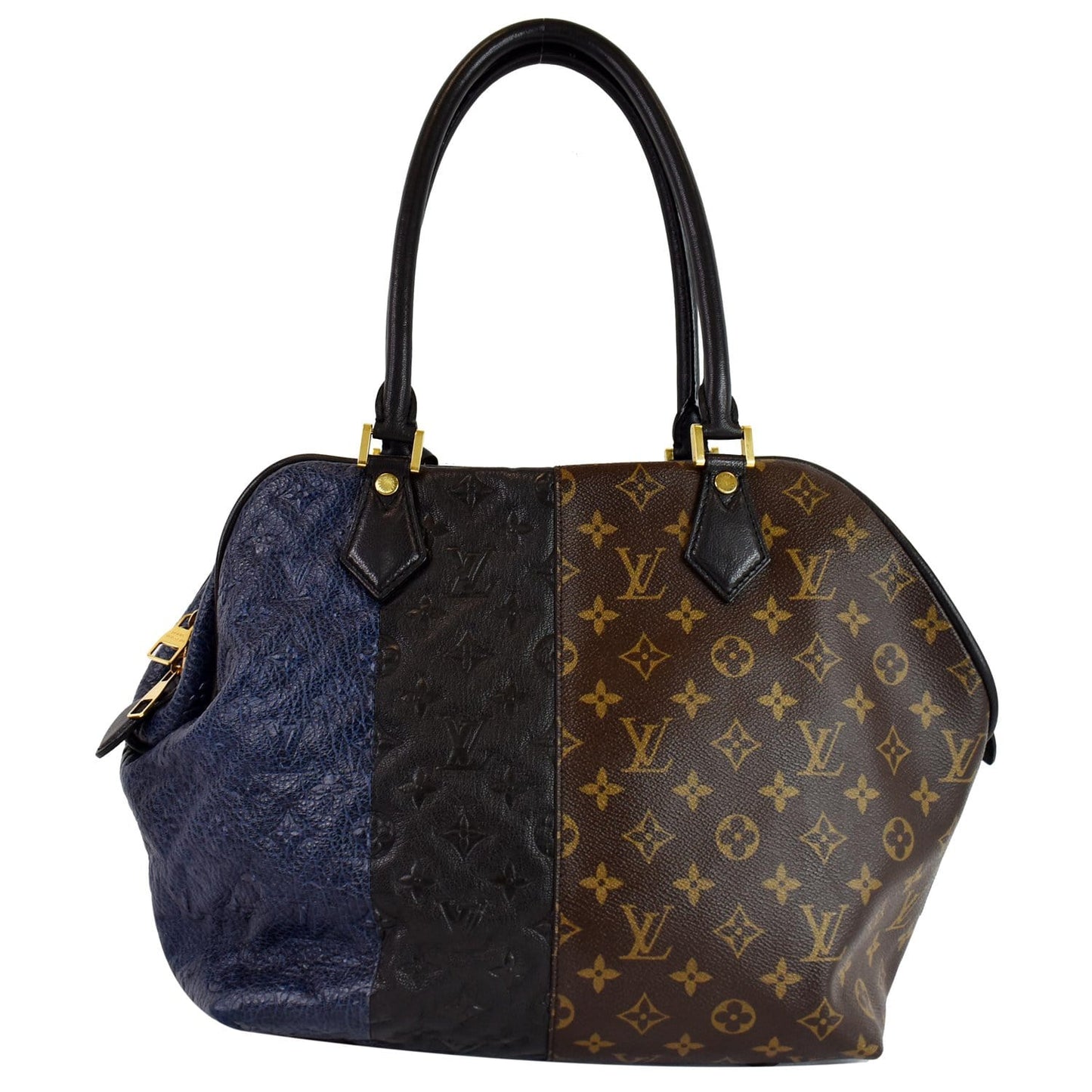 Louis Blocks Stripes Tote Bag Tri Color Leather Monogram