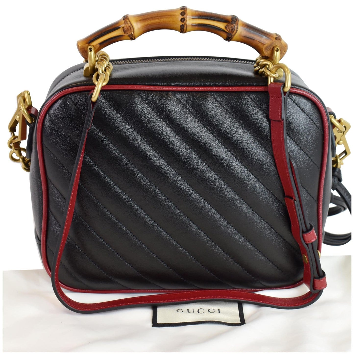 Gucci Marmont Bamboo Shoulder Bag Leather Black