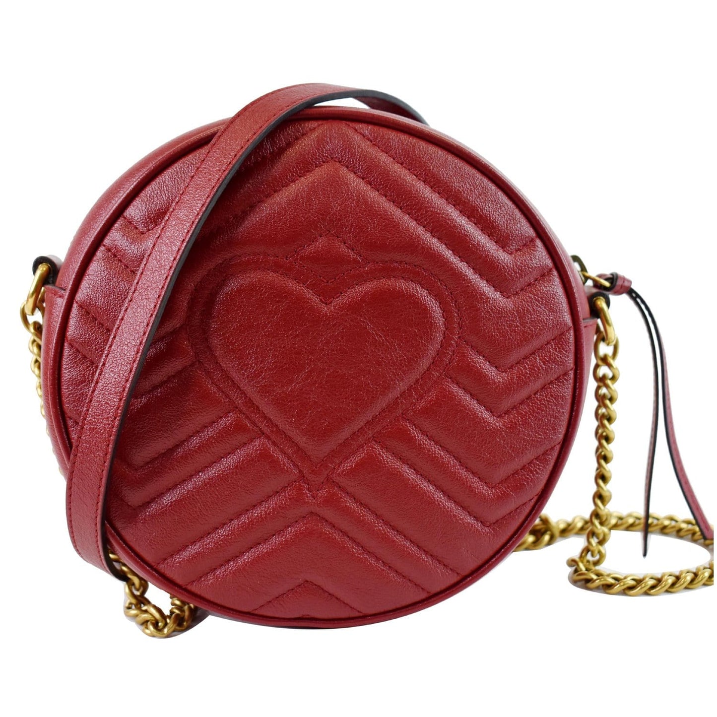 Gucci Marmont Round Crossbody Bag Leather Red