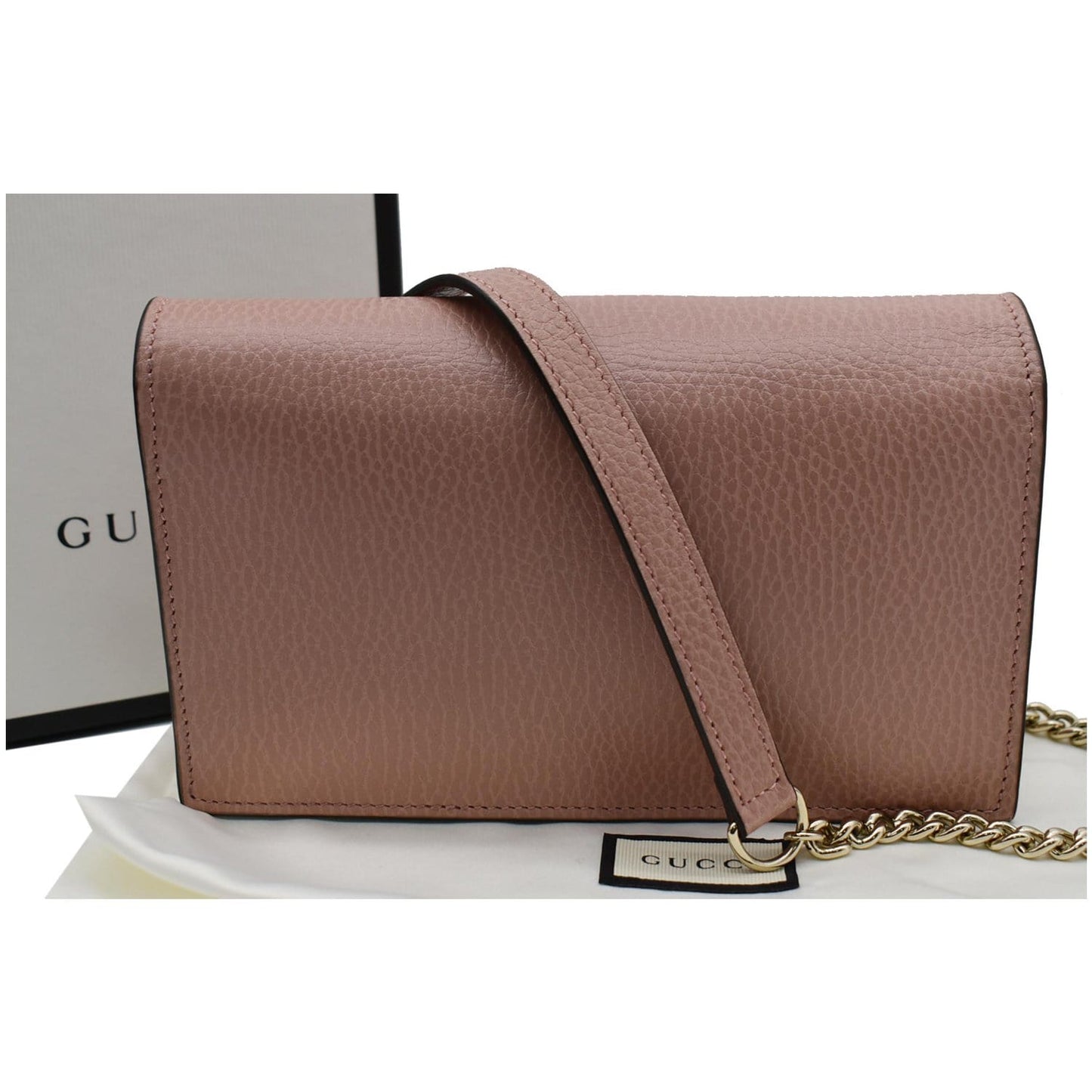 Gucci Dollar Interlocking Wallet Crossbody Bag Soft Leather Pink