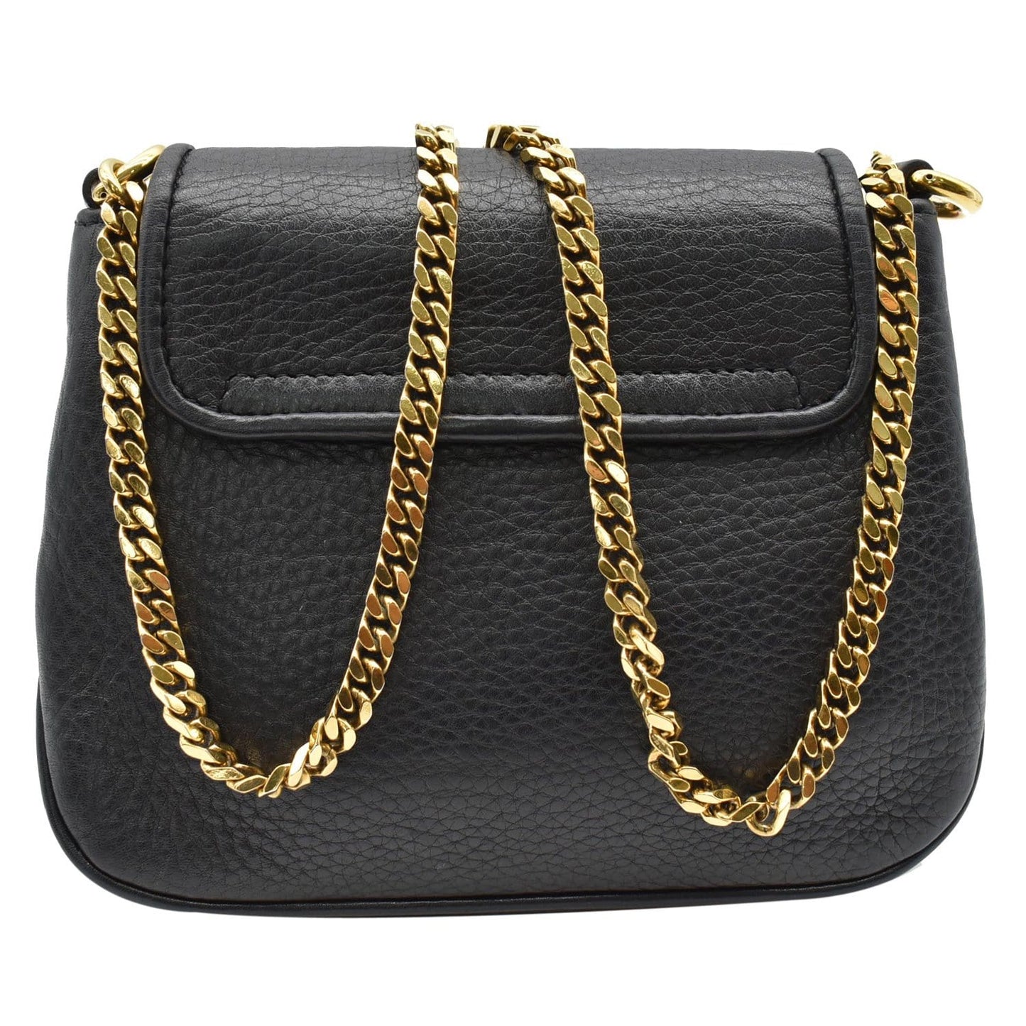 Gucci Pebbled Chain Crossbody Bag Leather Black