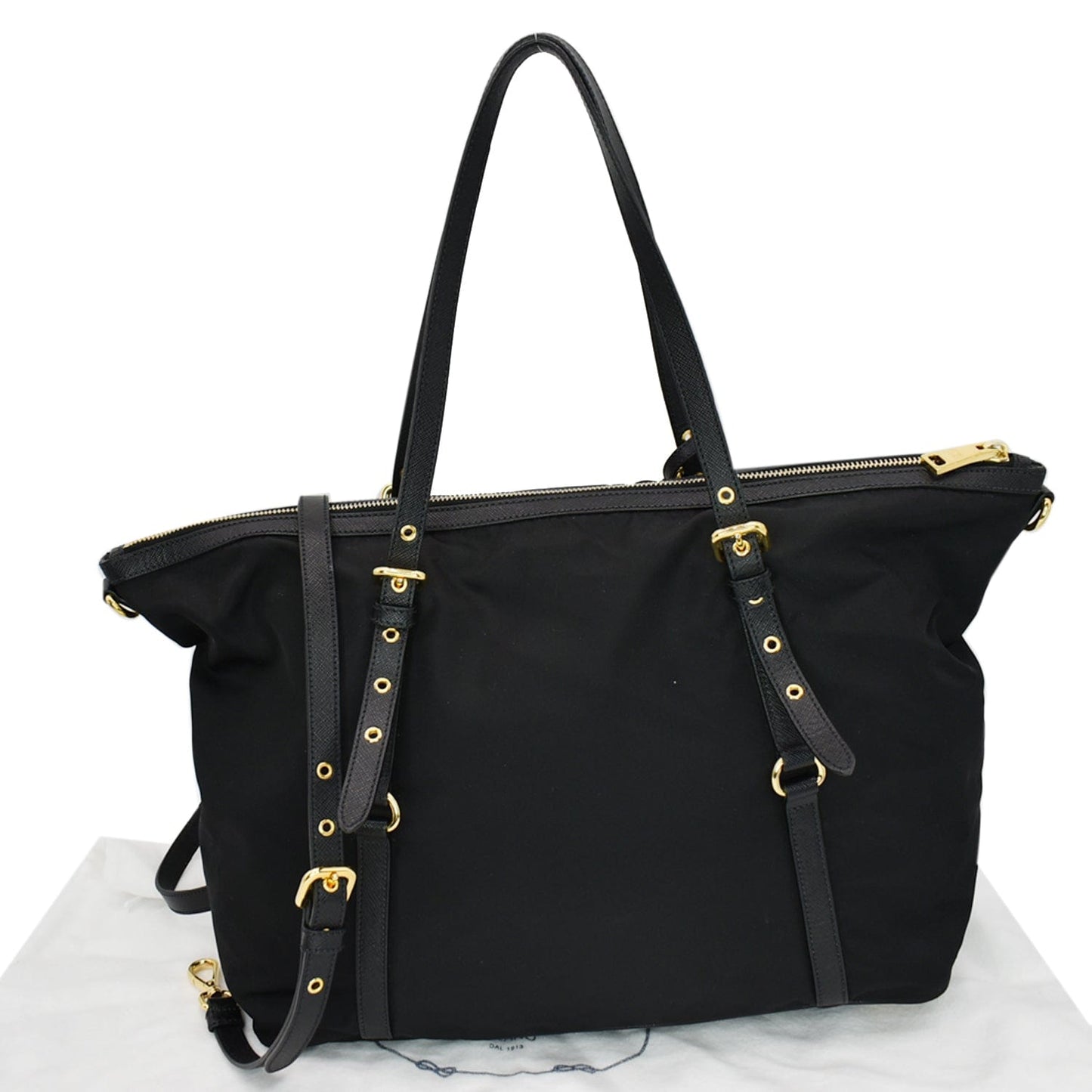 Prada Tessuto Saffiano Tote Shoulder Bag Hot Deals Nylon Black