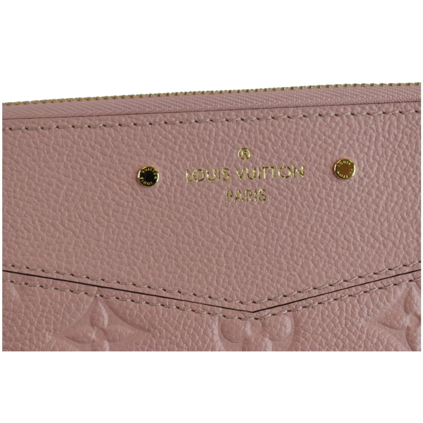 Louis Daily Pouch Empreinte Clutch Rose Poudre Leather Monogram Clutch Bag