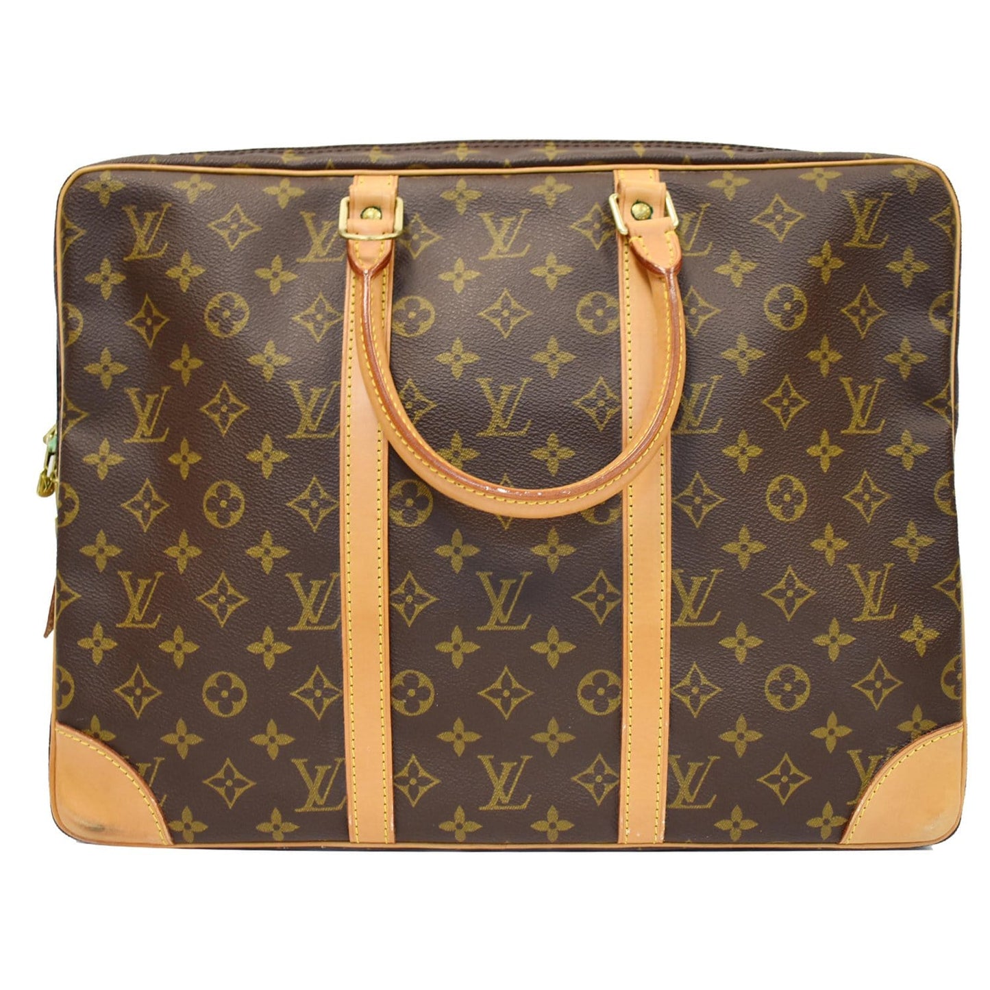 Louis Porte Documents Voyage Briefcase Bag Canvas Monogram Travel Bag