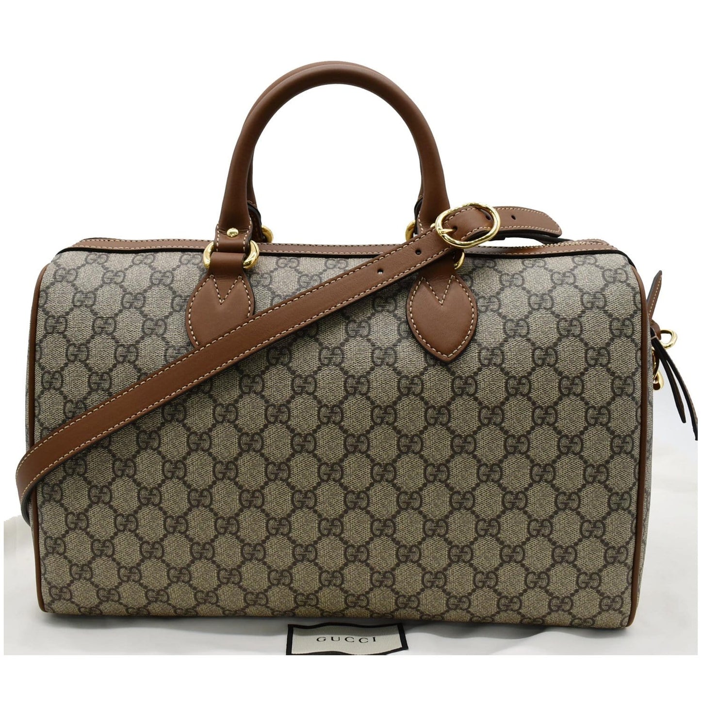 Gucci Blind For Love Embroidered Supreme Boston Bag Canvas Brown Travel Bag