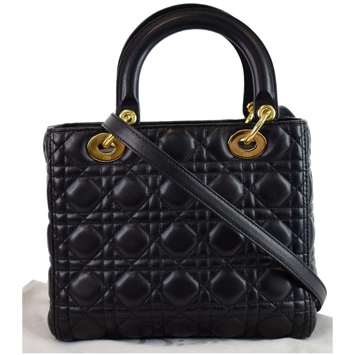 Dior Lady Lambskin Shoulder Bag Black Medium