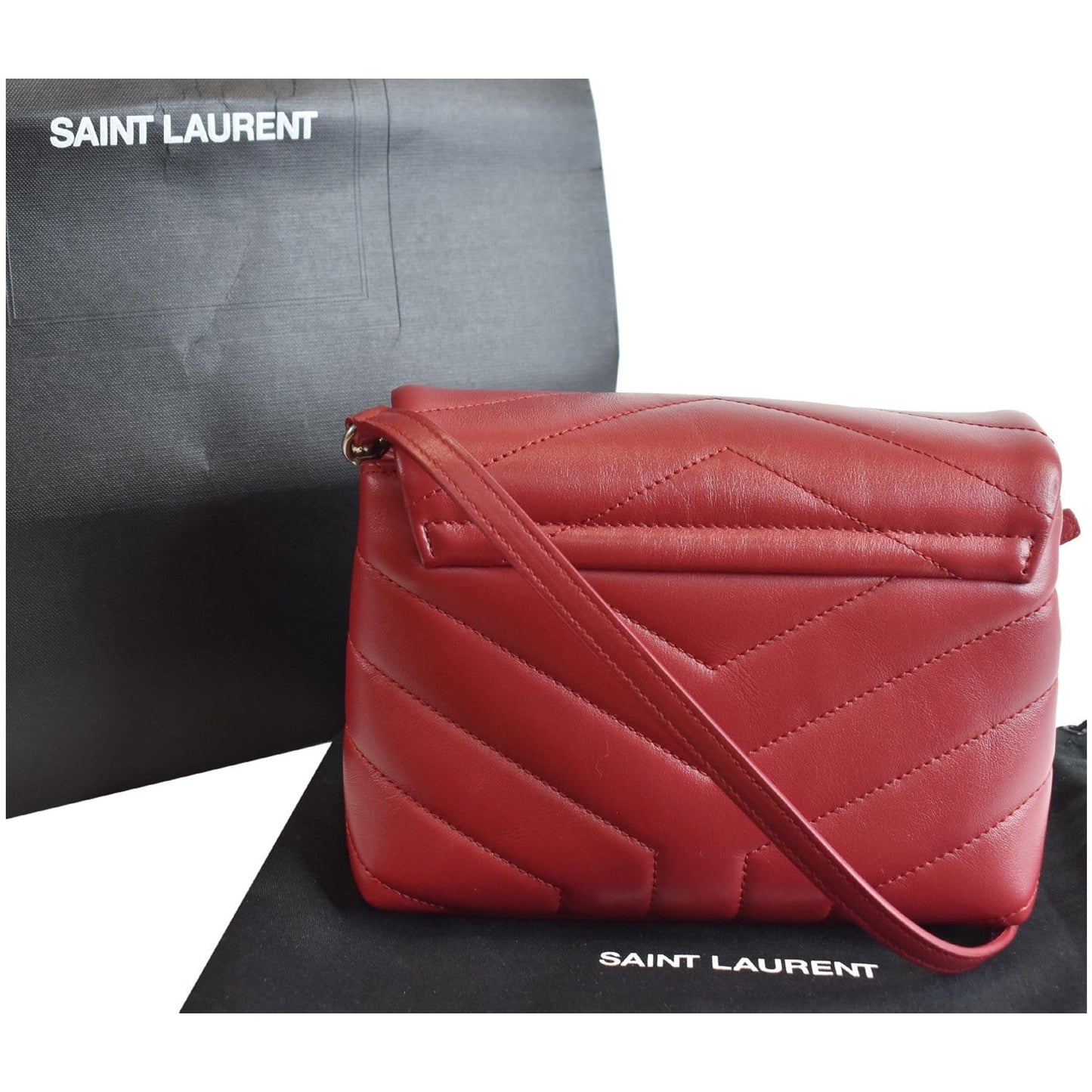 YSL Saint Laurent Saint Loulou Toy Crossbody Bag Leather Matelasse Bag Red