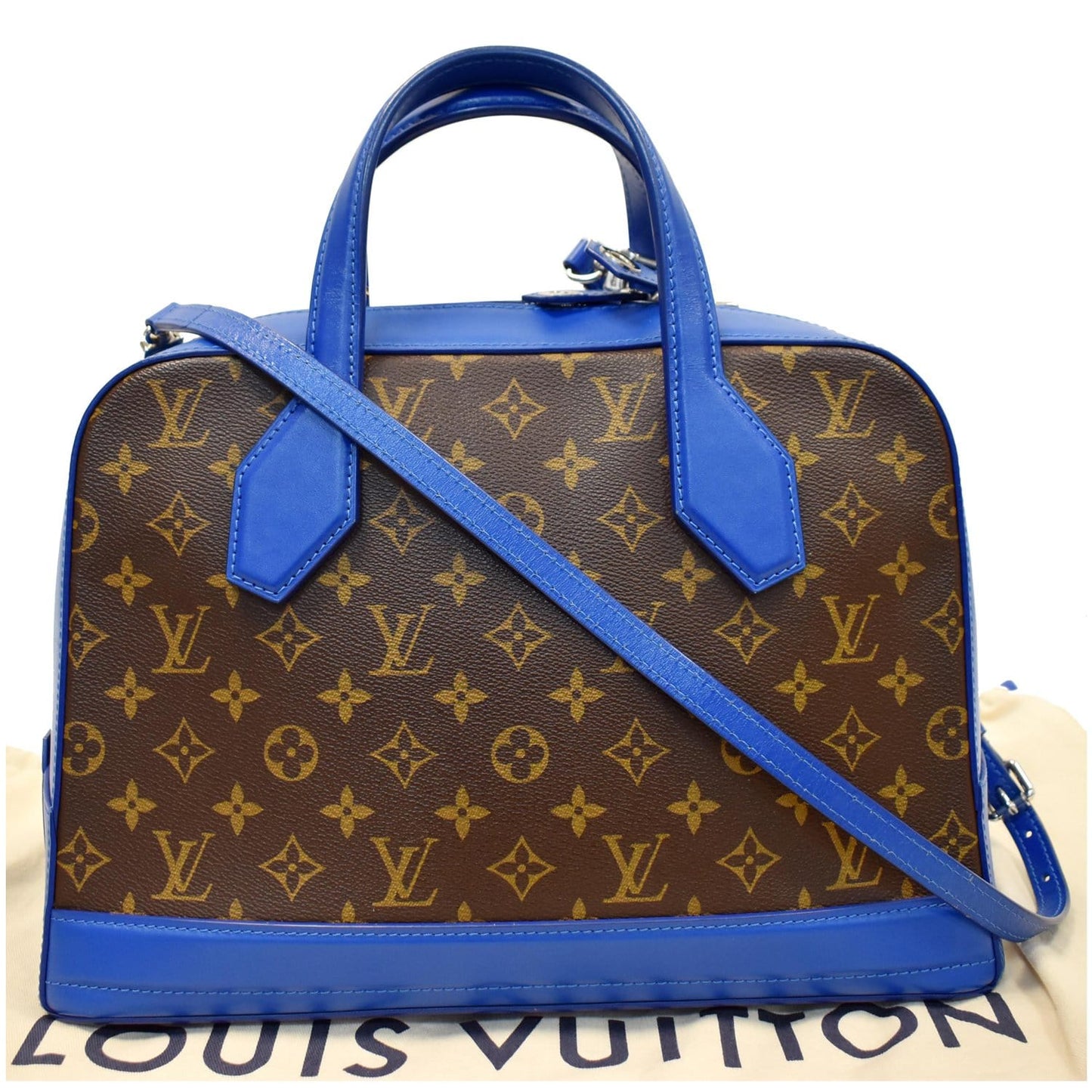 Louis Dora Mm Shoulder Bag Canvas Monogram Bag Blue