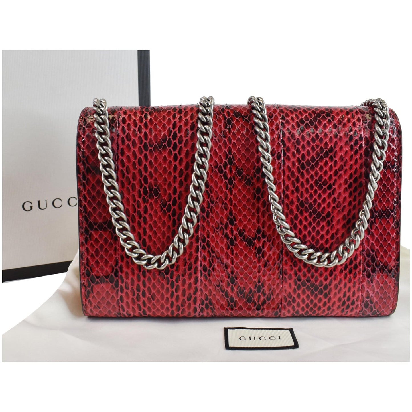 Gucci Dionysus Python Crossbody Chain Wallet Leather Red Crossbody Bag