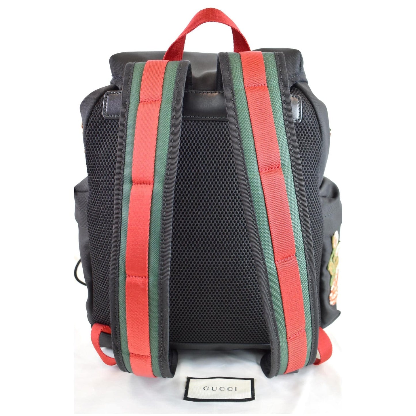 Gucci Techno Embroidery Fabric Backpack Bag Black