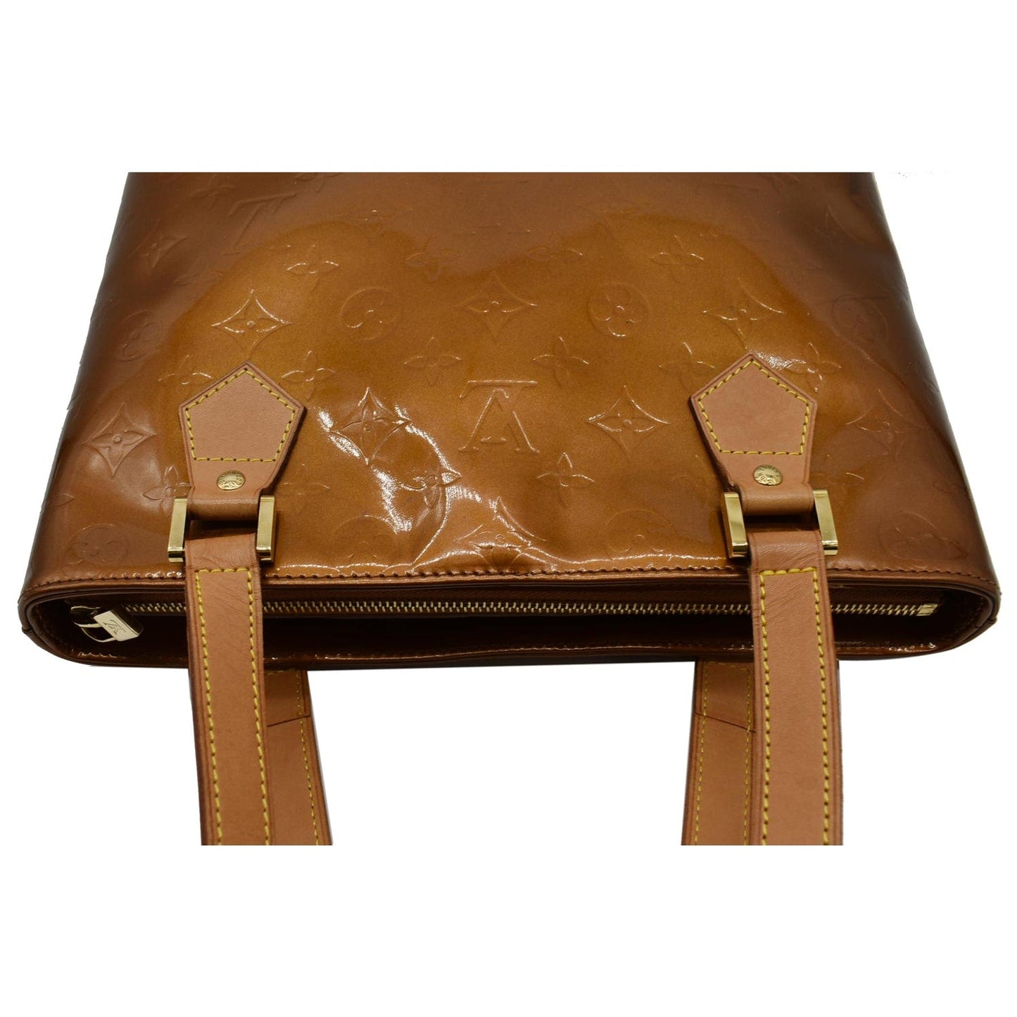 Louis Houston Vernis Tote Bag Bronze Leather Monogram
