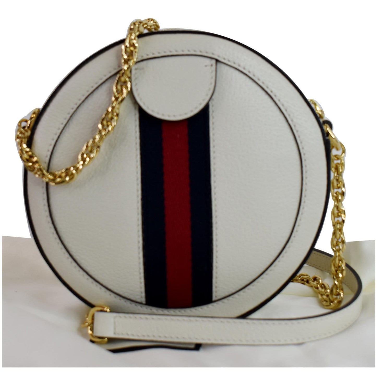 Gucci Ophidia Round Web Crossbody Bag Leather White