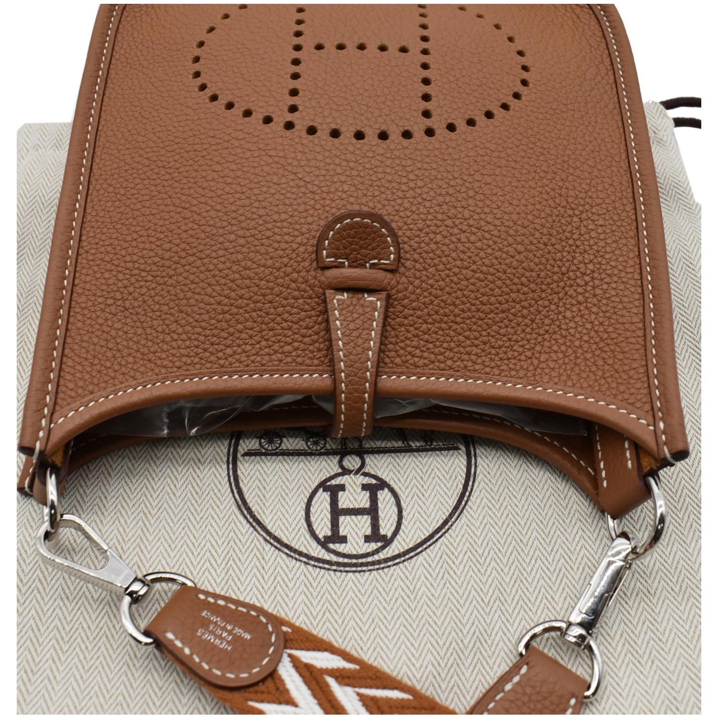 Hermes Evelyne Tpm Clemence Shoulder Bag Cuivre Leather