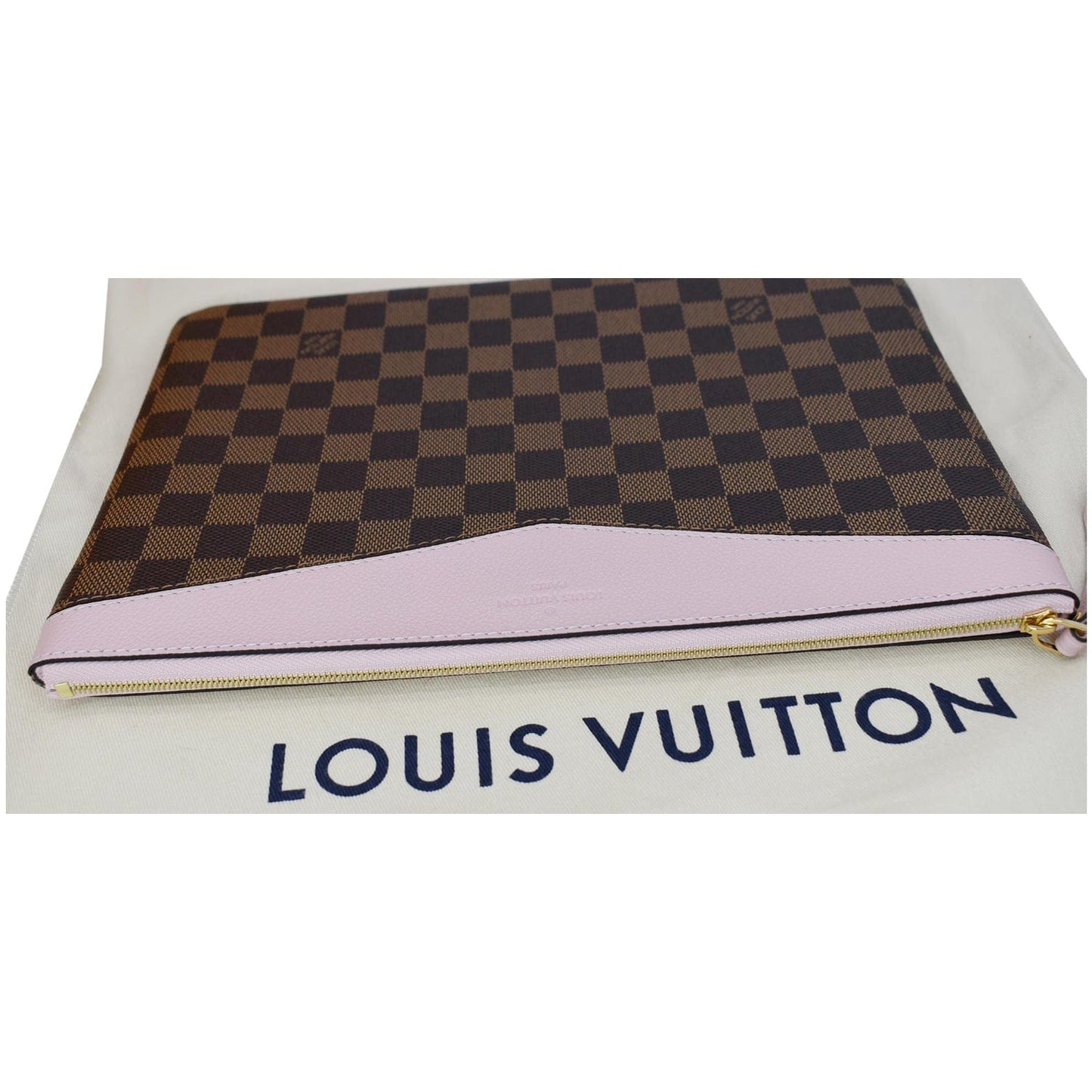 Louis Daily Pouch Clutch Bag Rose Poudre Canvas Monogram