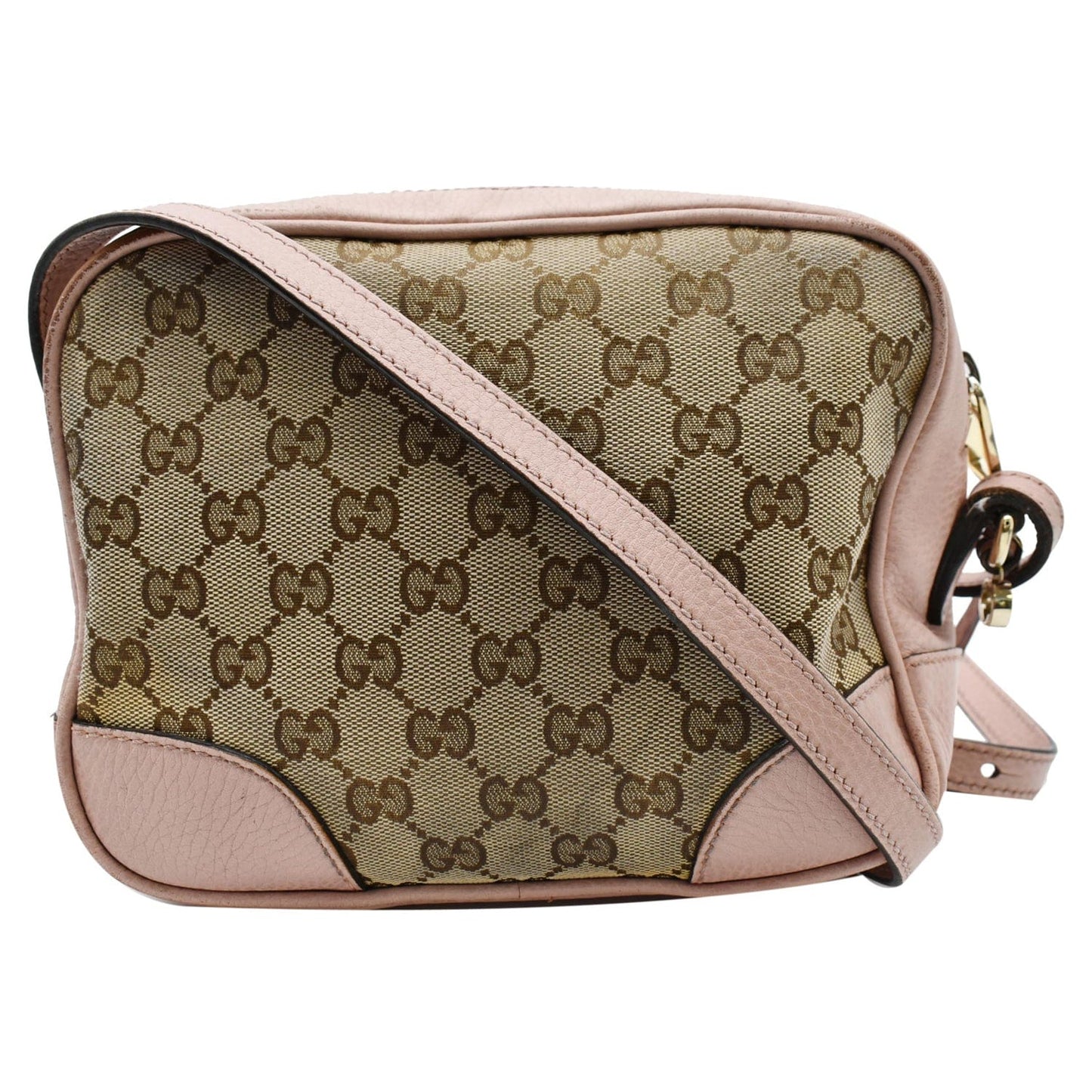 Gucci Bree Crossbody Bag Leather Canvas Pink 449413