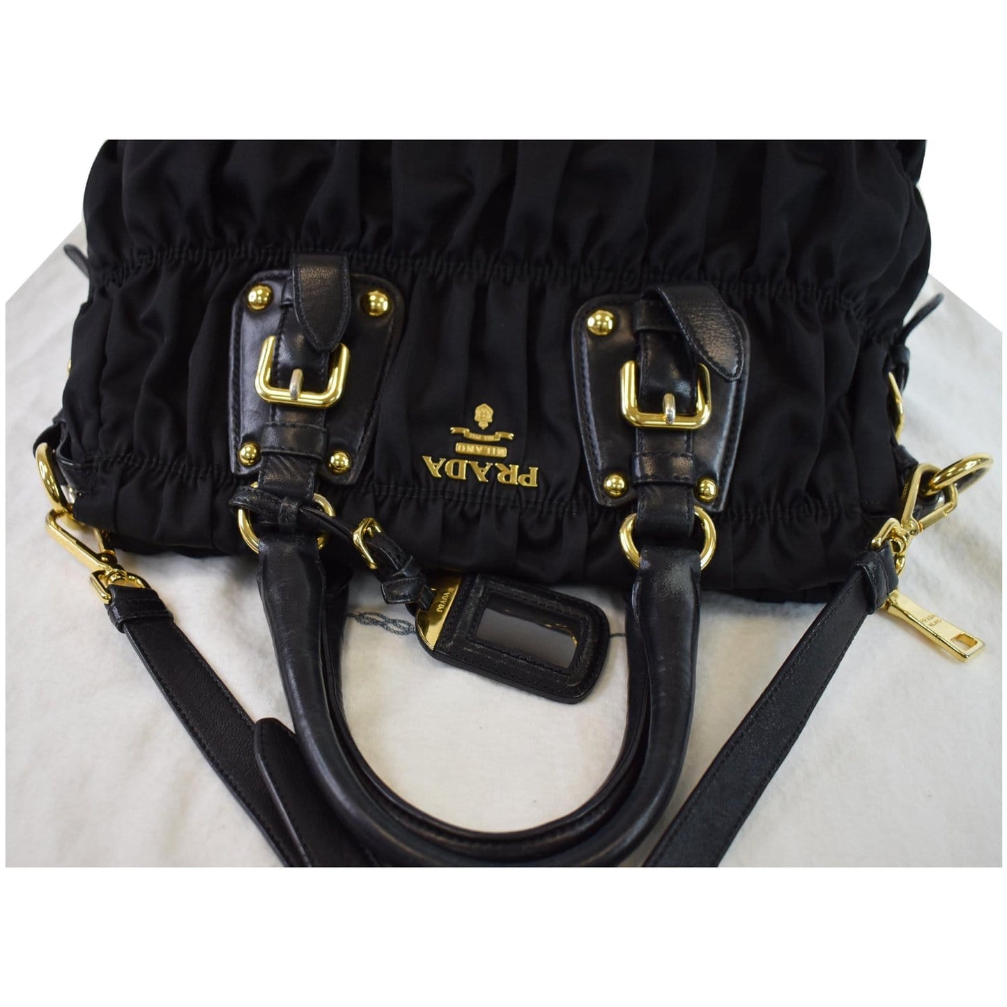 Prada Gaufre Nappa Tote Bag Leather Black Shoulder Bag
