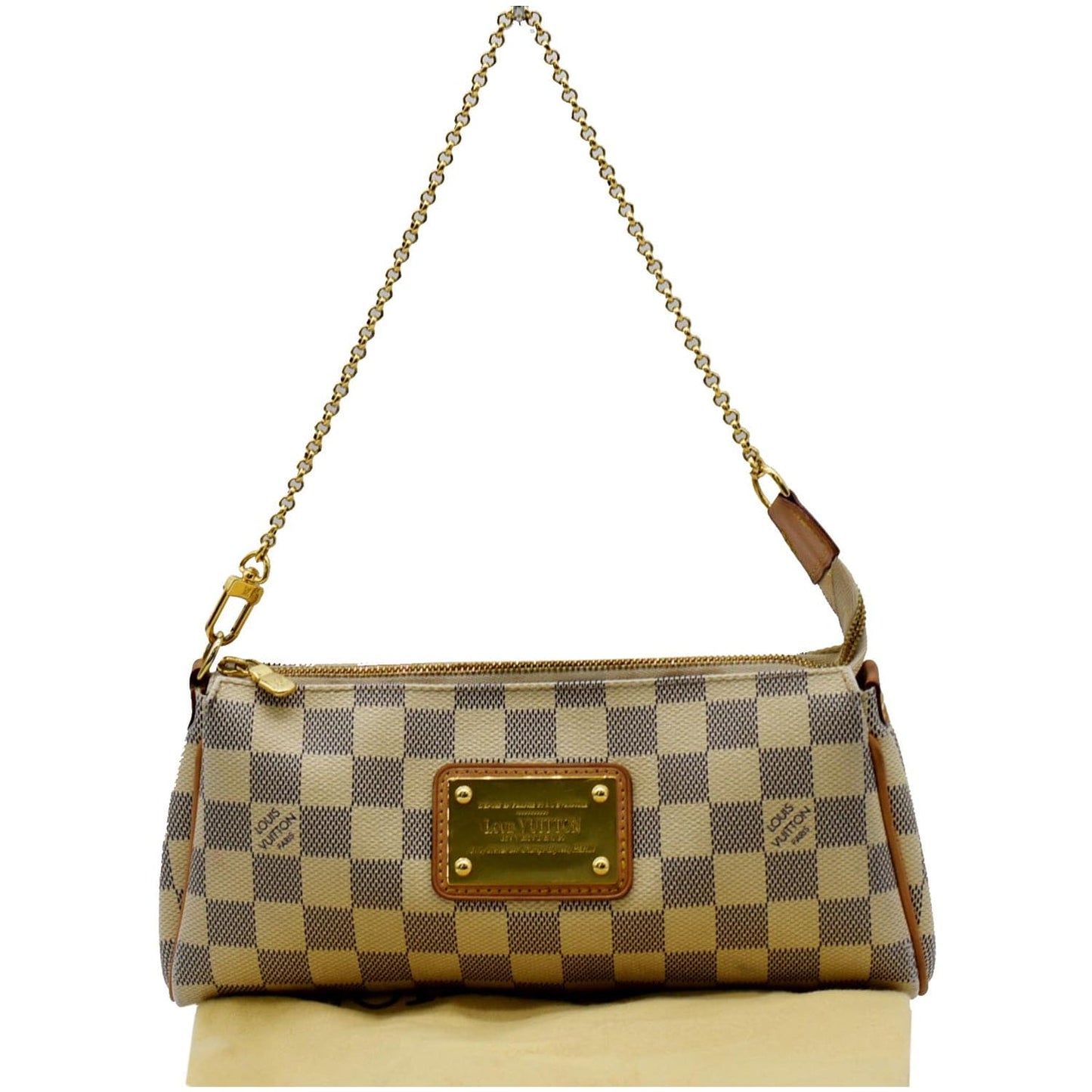 Louis Pochette Eva Damier Azur Clutch Bag White