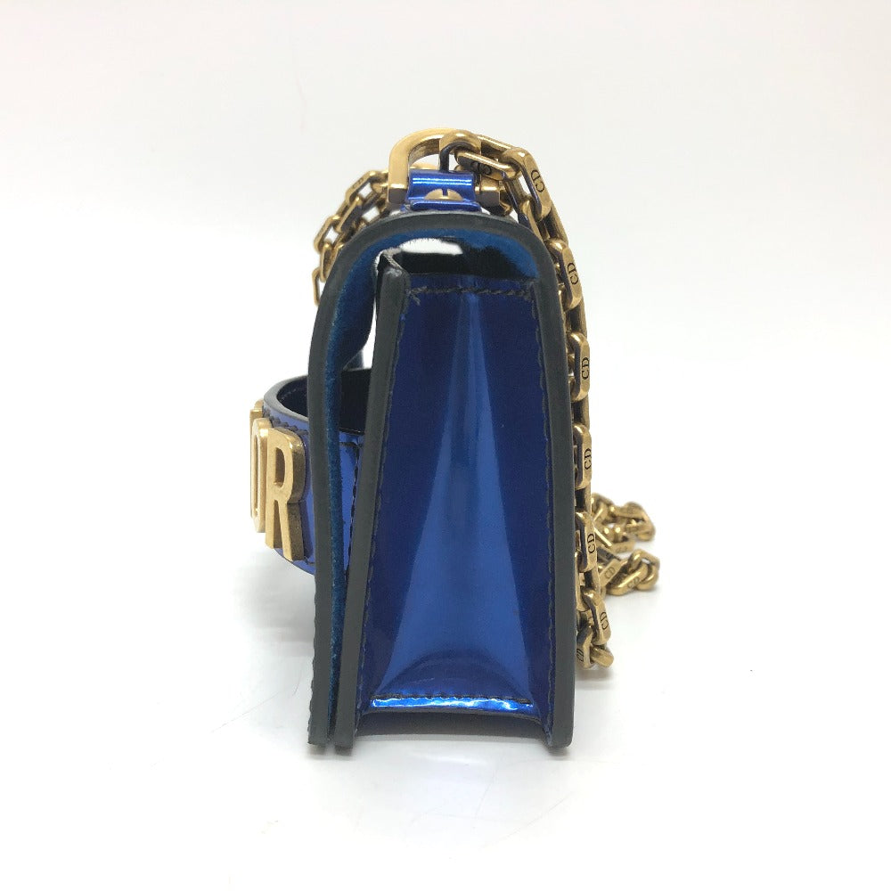 Dior Shoulder Bag Enamel Gunmetal Ja Leather Blue