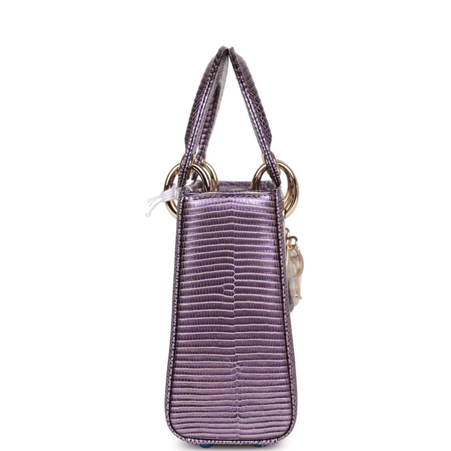 Dior Christian Lady Iridescent Salvator Lizard Light Hardware Tote Gold Purple Mini Tote Bag