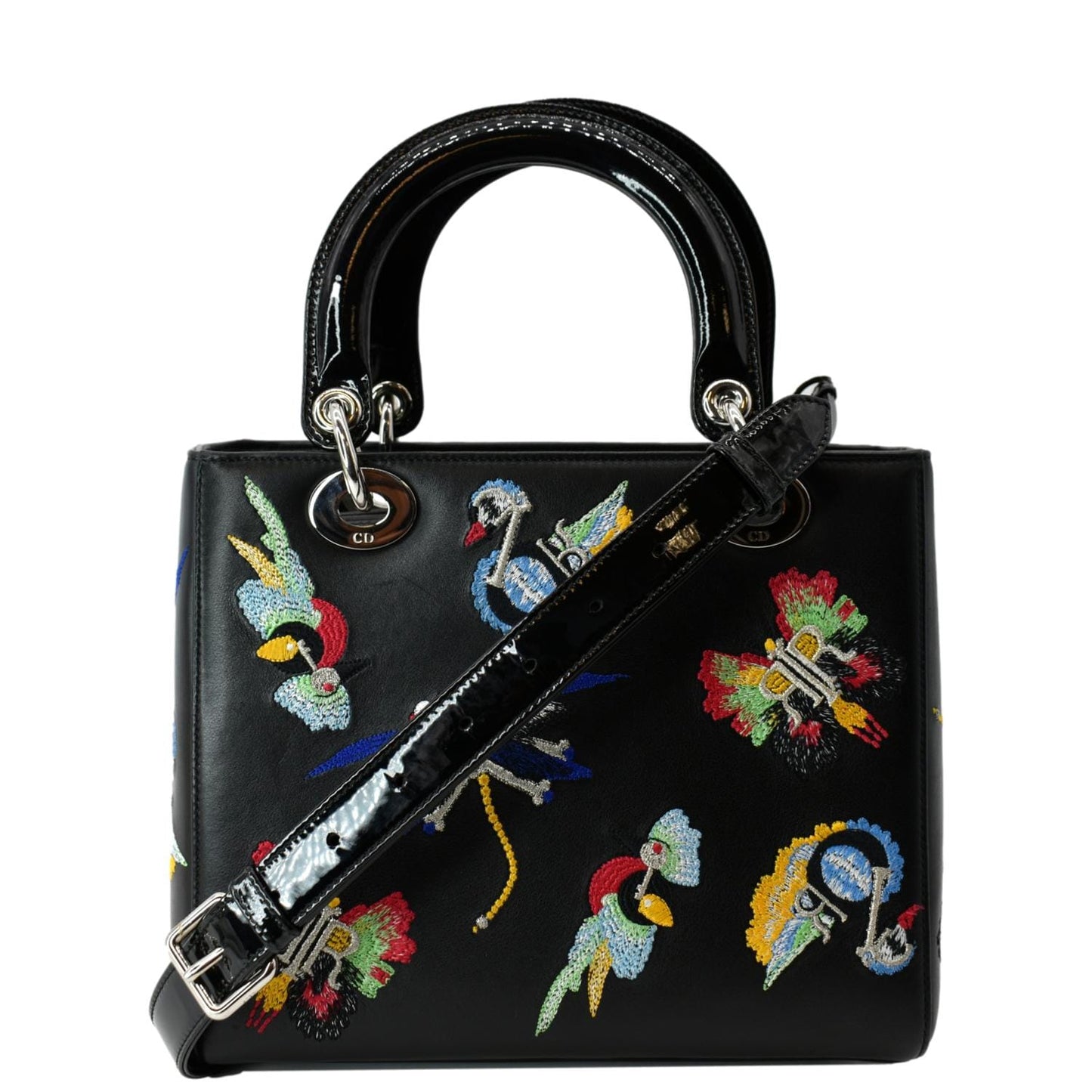 Dior Lady Embroidered Shoulder Bag Black