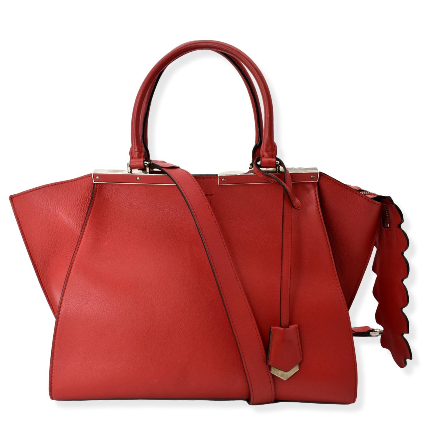 Fendi 3 Jours Calfskin Shoulder Bag Leather Red