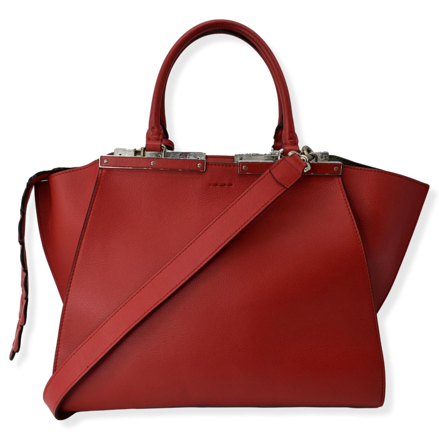 Fendi Jours Calfskin Shoulder Bag Leather Red