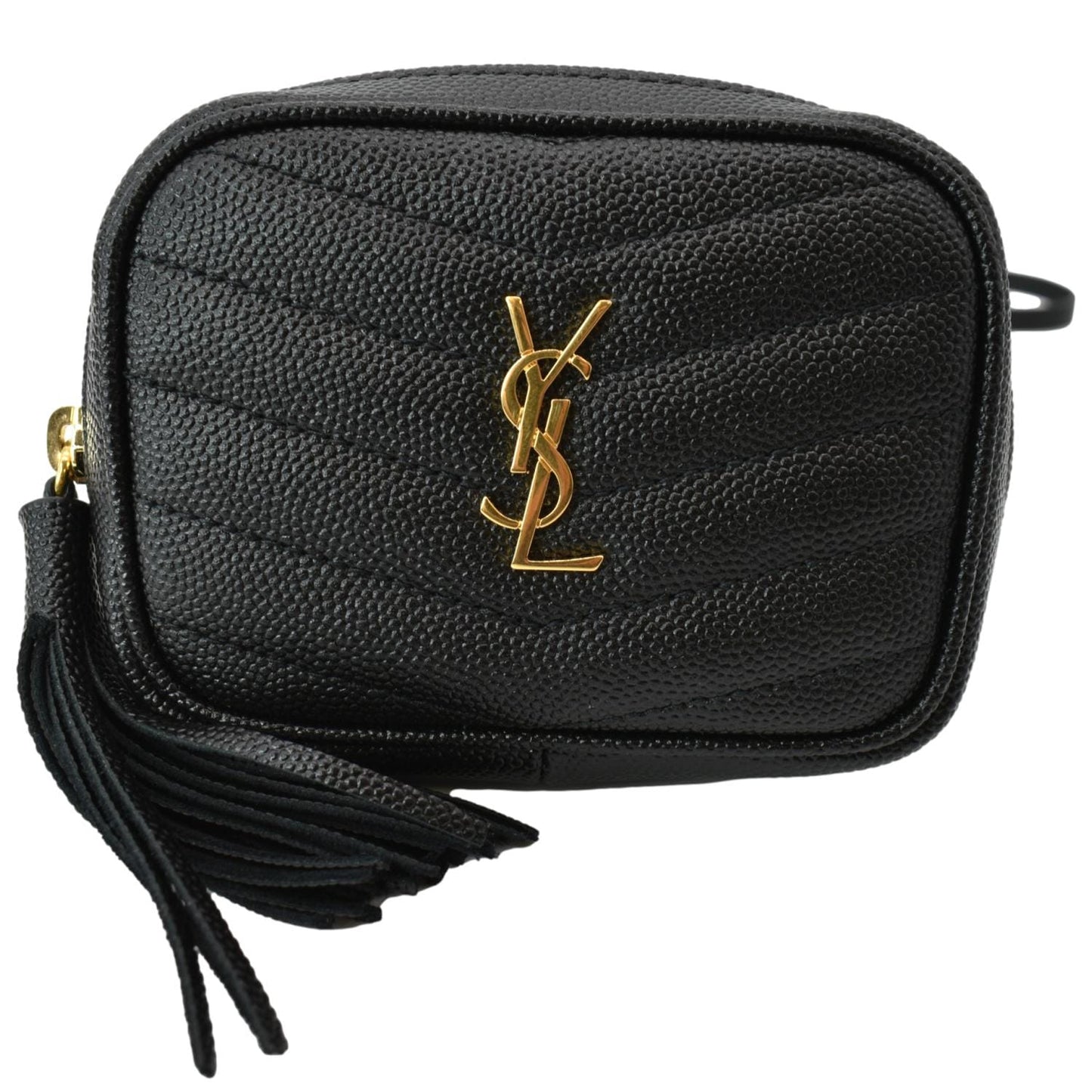 YSL Saint Laurent Yves Lou Crossbody Bag Leather Black