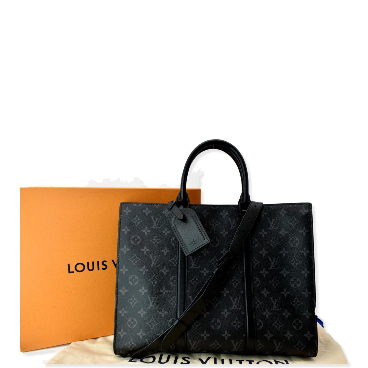 Louis Sac Plat Horizontal Zippe Eclipse Shoulder Monogram Black Crossbody Bag