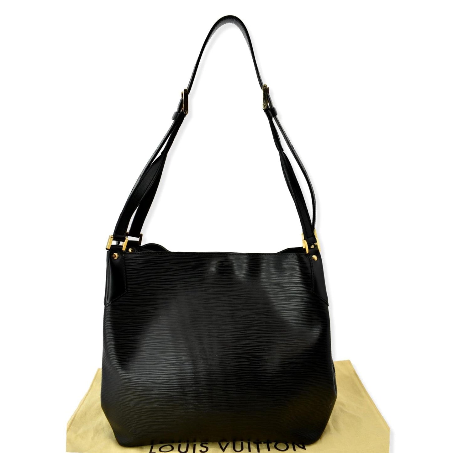 Louis Mandara Mm Epi Shoulder Bag Leather Black