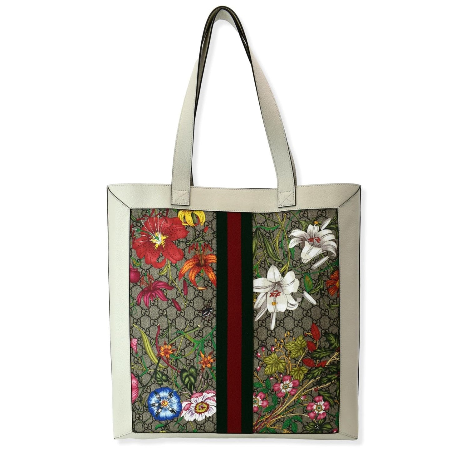 Gucci Ophidia Flora Vertical Shopping Tote Bag White