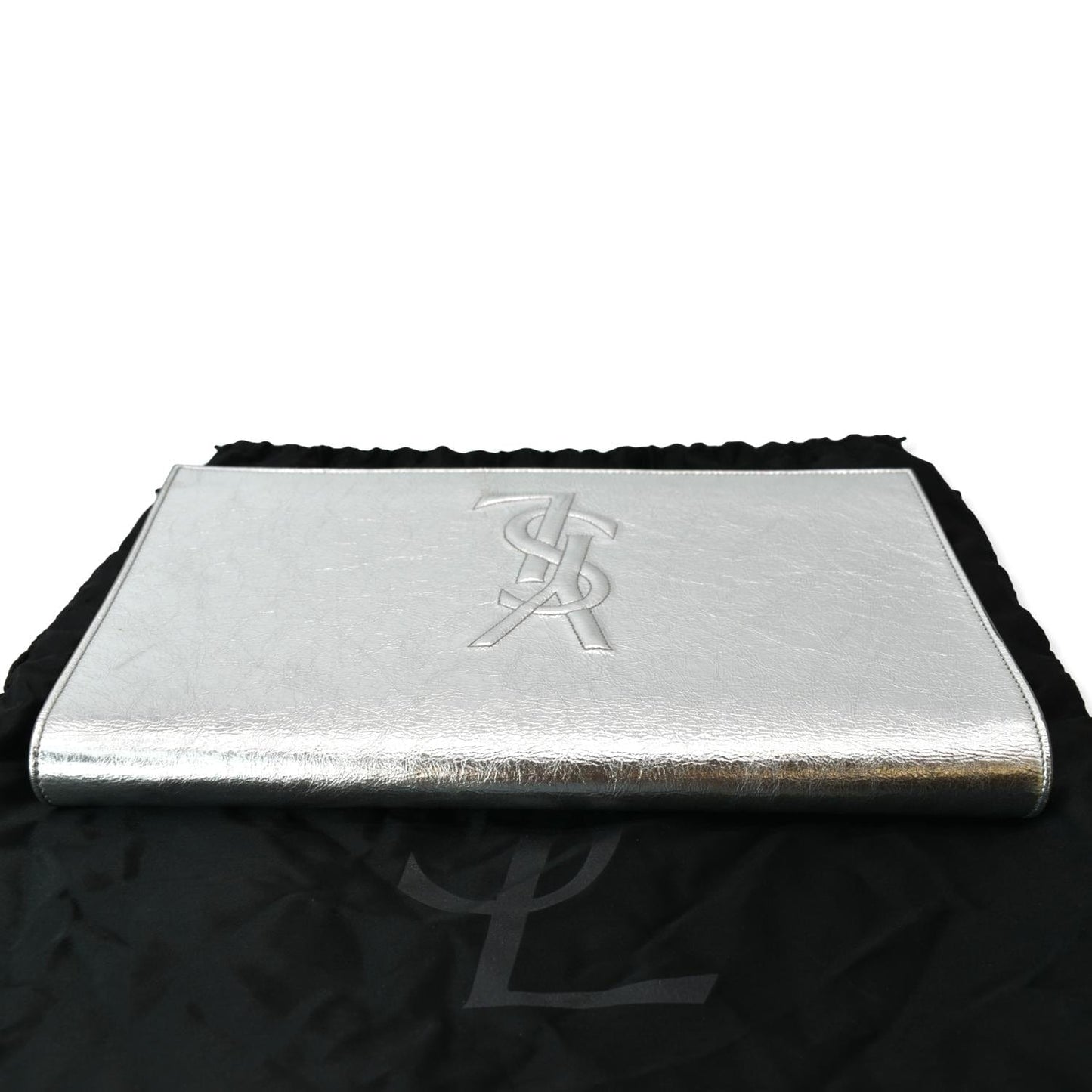 YSL Saint Laurent Saint Belle De Jour Clutch Bag Leather Silver Jour Clutch