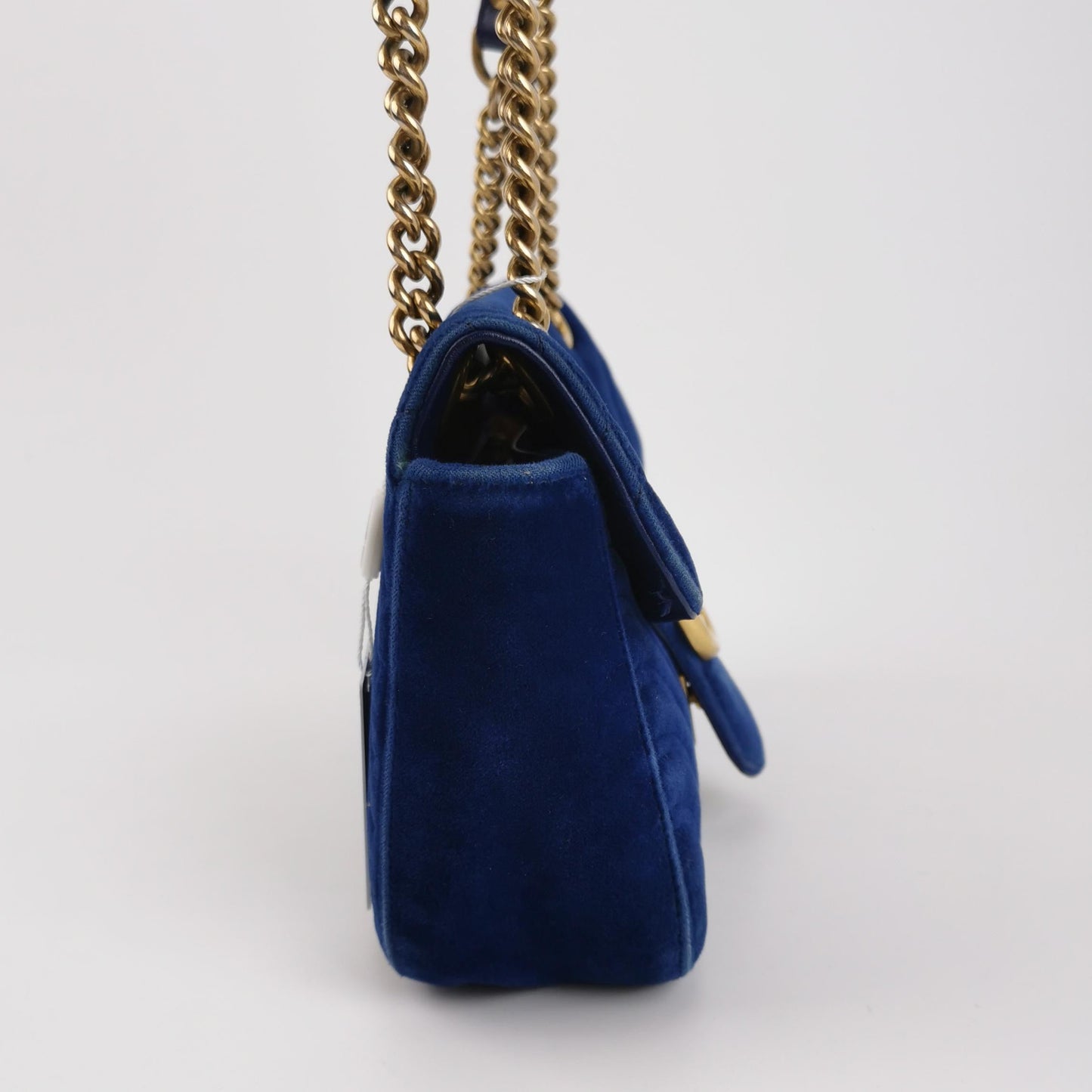 Gucci Marmont Turquoise Navy Velvet Handbag Small Flap Travel Bag