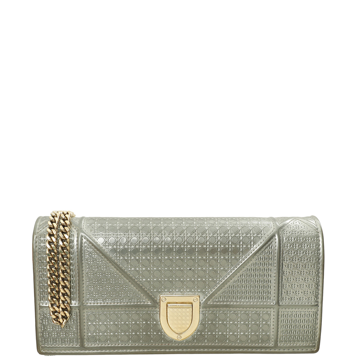 Dior Shoulder Bag Christian Metallic Grey ama Cannage Wallet Gray Chain