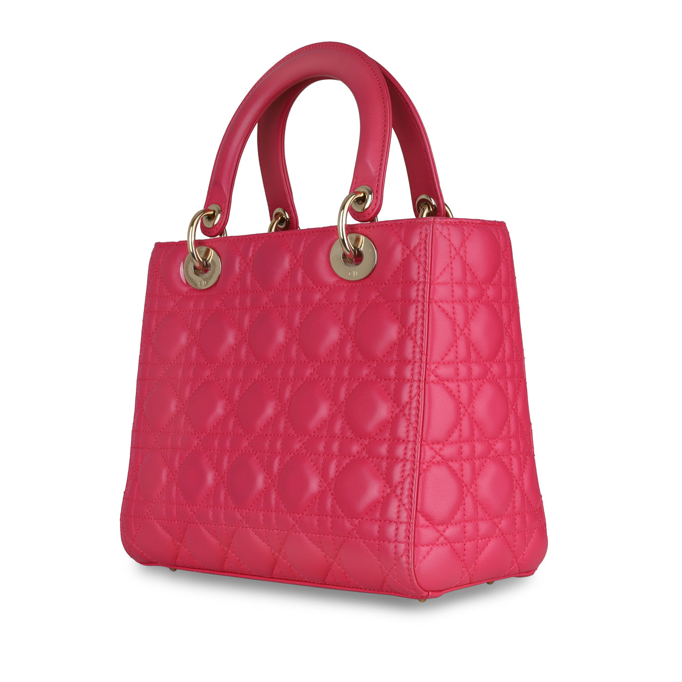 Dior Christian Lady Crossbody Bag Medium Pink Cannage Leather