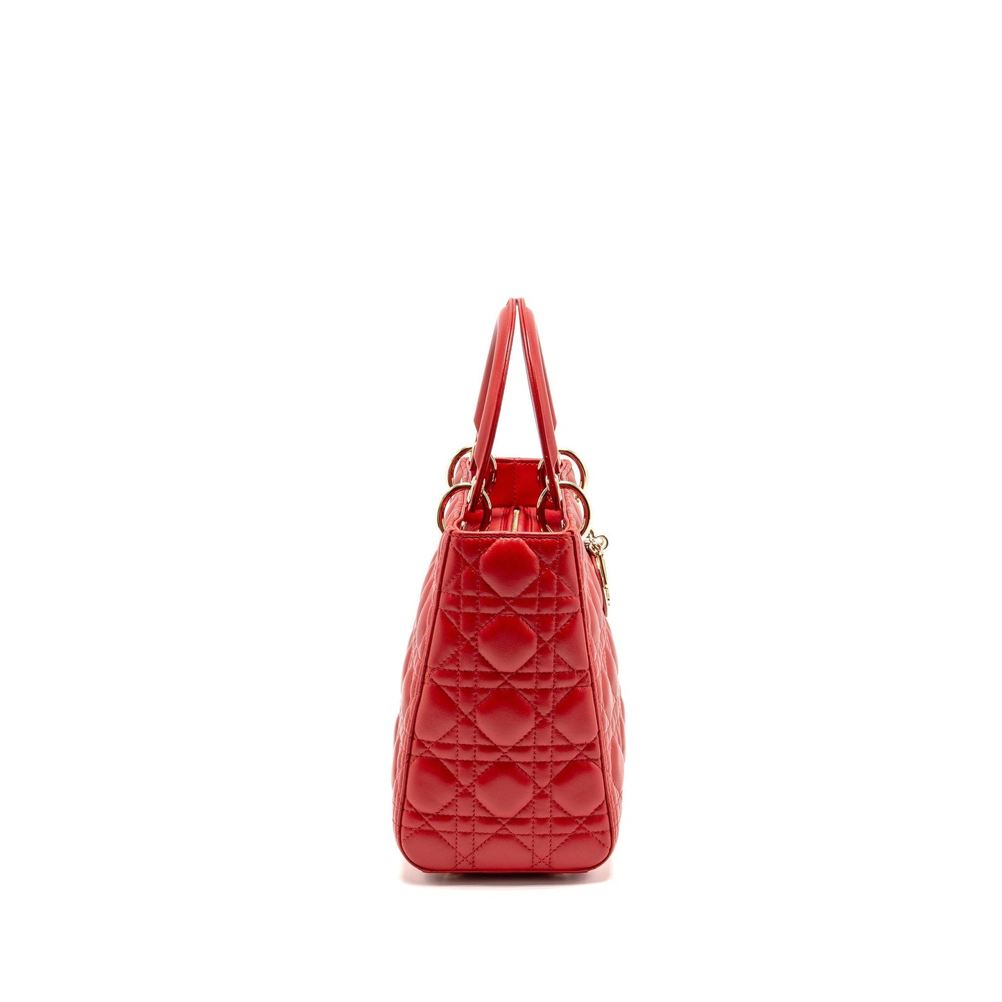 Dior Lady Lambskin Handbag Red Medium Travel Bag