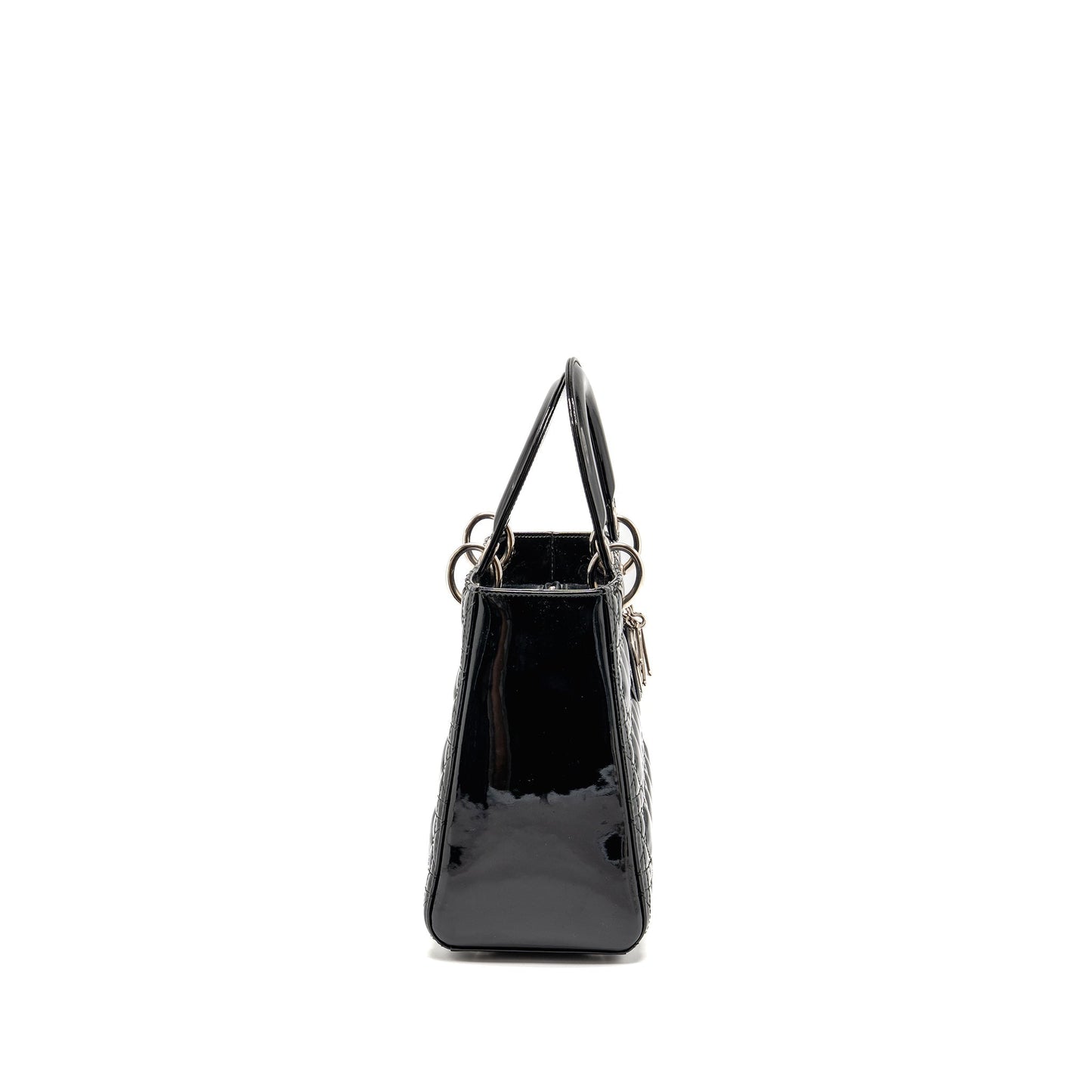 Dior Lady Patent Handbag Leather Black Travel Bag 3