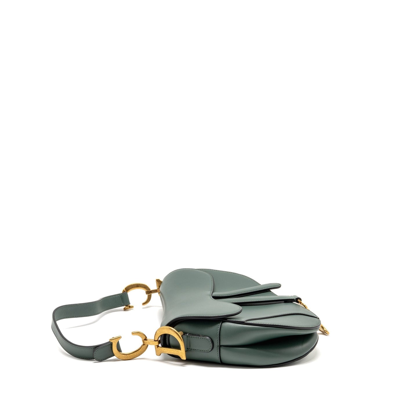 Dior Saddle Purse Calfskin Dark Handbag Green Medium Travel Bag
