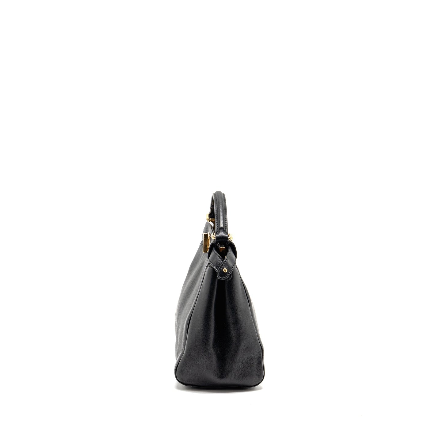 Fendi Peekaboo Handbag Lambskin Black Mini Travel Bag